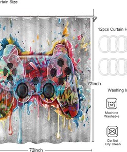 Gaming Bathroom Shower Curtain - Teen Boys Bathroom Decor