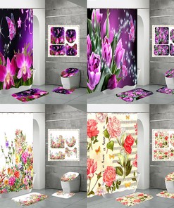 Garden Flowers Shower Curtain with Waterproof Fabric | Bathroom Decor