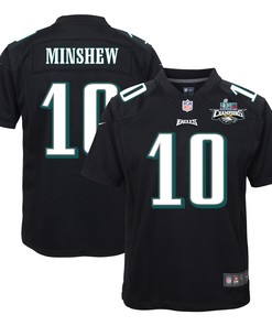 Gardner Minshew 10 Philadelphia Eagles Super Bowl LVII Champions 2 Stars Youth Game Jersey - Black