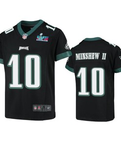 Gardner Minshew 10 Philadelphia Eagles Youth Super Bowl LVII Game Jersey - Black