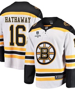 Garnet Hathaway 16 Boston Bruins Stanley Cup 2023 Playoffs Patch Away Breakaway Men Jersey - White