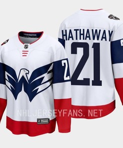 Garnet Hathaway 21 Washington Capitals 2023 Jersey Stadium White Primegreen