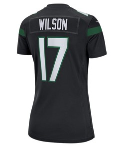 Garrett Wilson 17 New York Jets Women's Alternate Game Player Jersey - Stealth Black