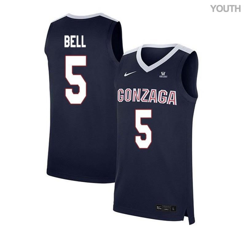 Gary Bell 5 Gonzaga Bulldogs Elite Basketball Youth Jersey - Navy