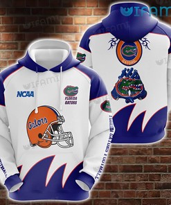 Gators Hoodie 3D Football Helmet Gloves White Blue Florida Gators Gift Ver 1