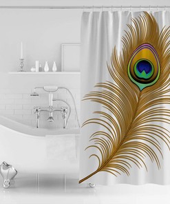 Gatsby of Golden Peacock Shower Curtain with Modern Abstract Artwork Pattern for Bathroom Showers and Bathtubs