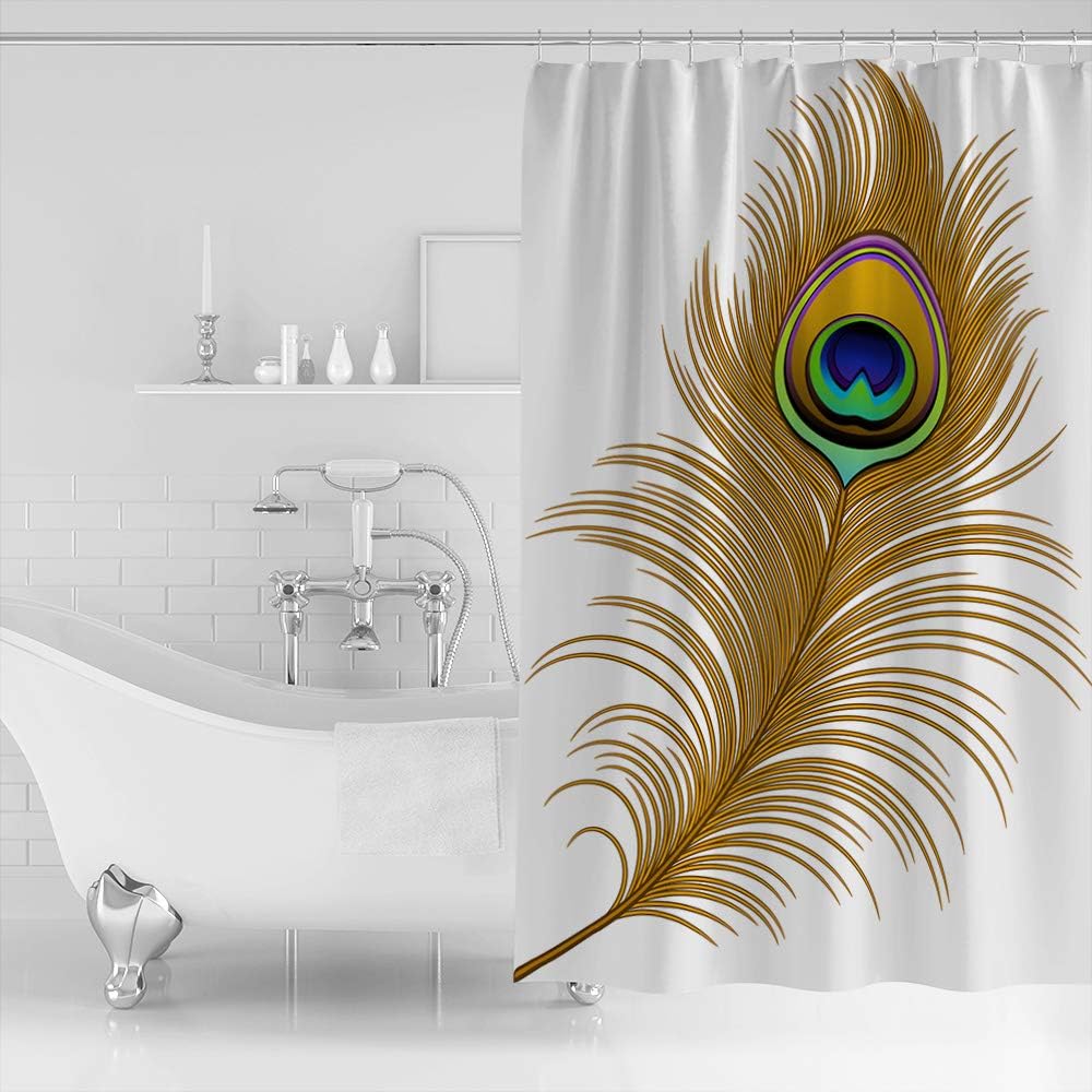 Gatsby of Golden Peacock Shower Curtain with Modern Abstract Artwork Pattern for Bathroom Showers and Bathtubs