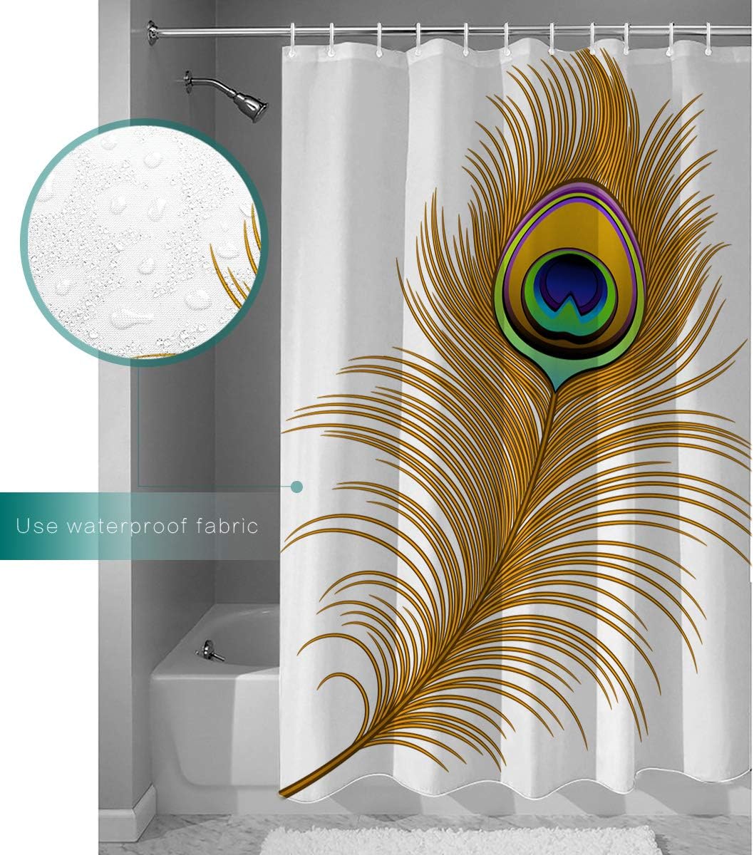 Gatsby of Golden Peacock Shower Curtain with Modern Abstract Artwork Pattern for Bathroom Showers and Bathtubs