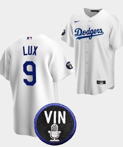 Gavin Lux Honor Vin Scully Los Angeles Dodgers White 9 Jersey