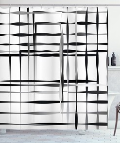 Geometric Art Black Shower Curtain for Contemporary and Abstract Bathroom Decor