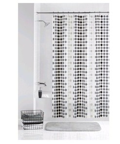 Geometric Black Gray Shower Curtain Set with 13-Piece Hooks for Modern Bathroom Decor