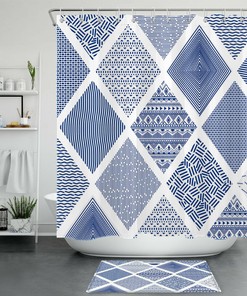 Geometric Boho Striped Nordic Chic Shower Curtain for Bathroom Decor