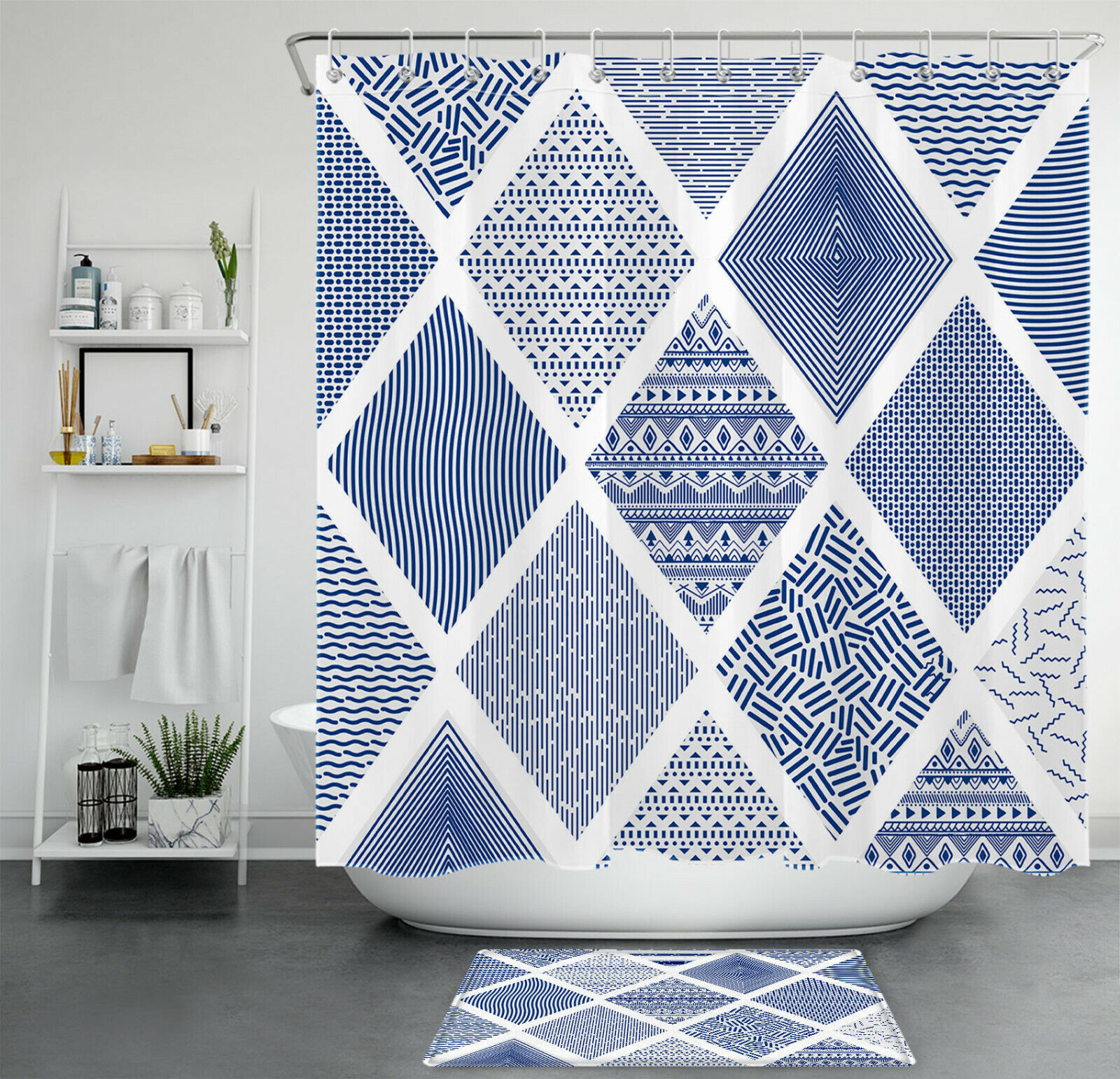 Geometric Boho Striped Nordic Chic Shower Curtain for Bathroom Decor