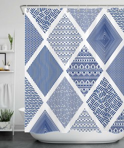 Geometric Boho Striped Nordic Chic Shower Curtain for Bathroom Decor