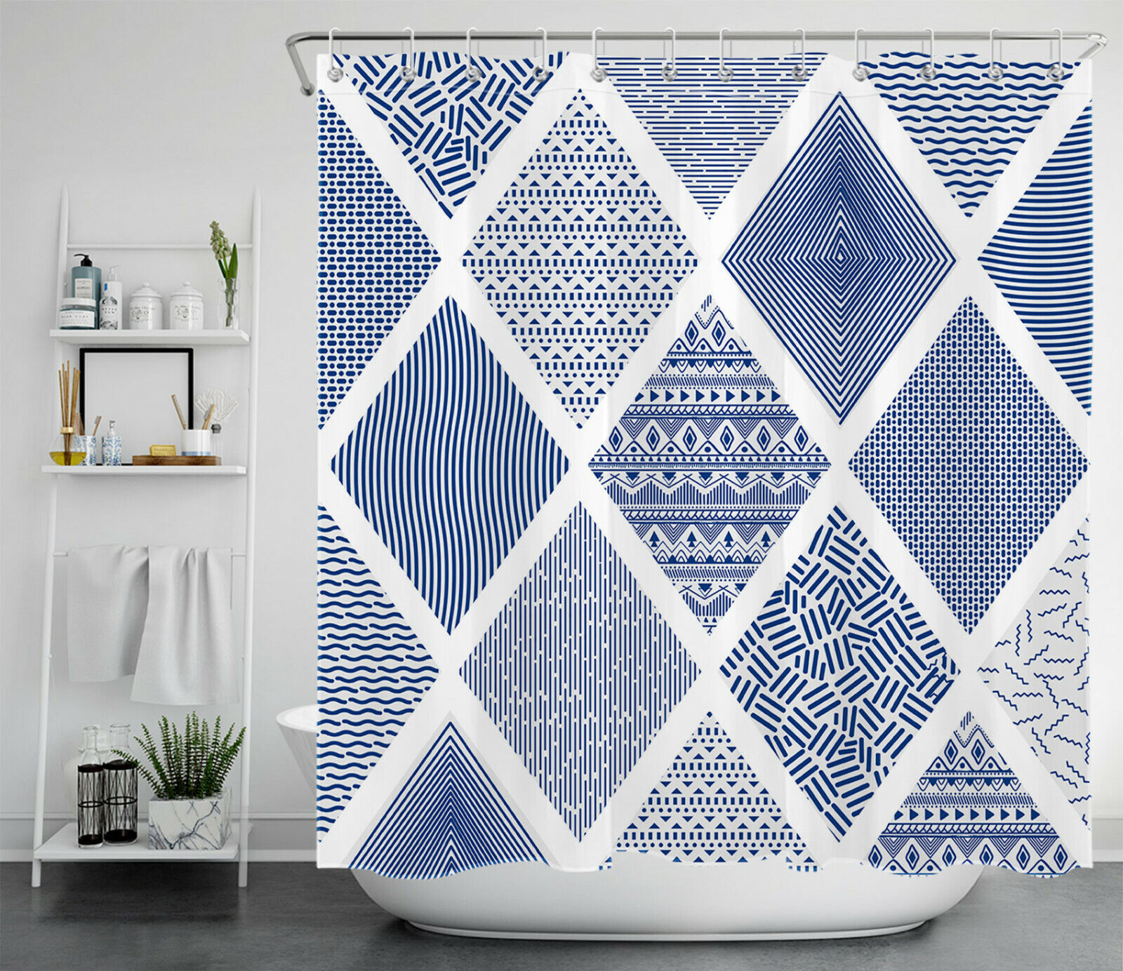 Geometric Boho Striped Nordic Chic Shower Curtain for Bathroom Decor