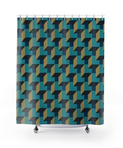 Geometric Design 3D Shadow Boxes Shower Curtain - Bathroom Decor