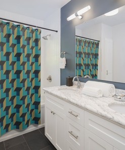 Geometric Design 3D Shadow Boxes Shower Curtain - Bathroom Decor