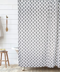 Geometric Diamond Boho Shower Curtain in Waterproof Fabric - Hall & Perry Bathroom Decor