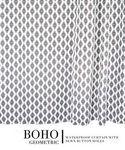 Geometric Diamond Boho Shower Curtain in Waterproof Fabric - Hall & Perry Bathroom Decor