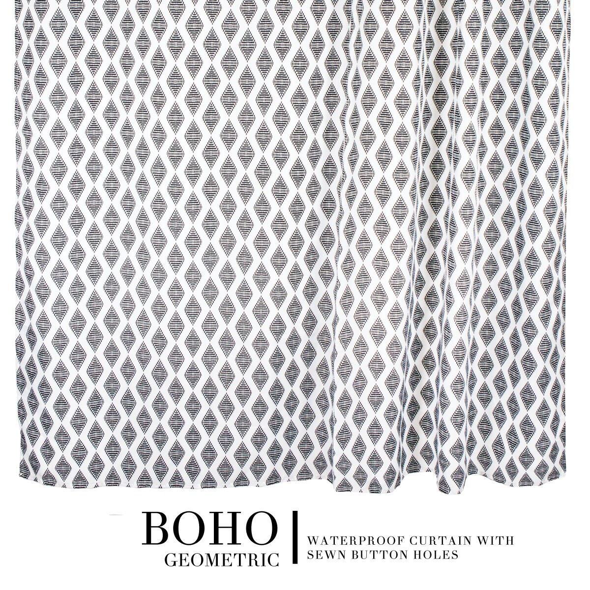 Geometric Diamond Boho Shower Curtain in Waterproof Fabric - Hall & Perry Bathroom Decor