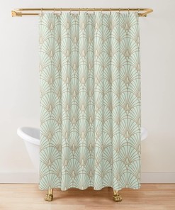 Geometric Fan Pattern Shower Curtain - Art Deco Elegant Design Bathroom Decor