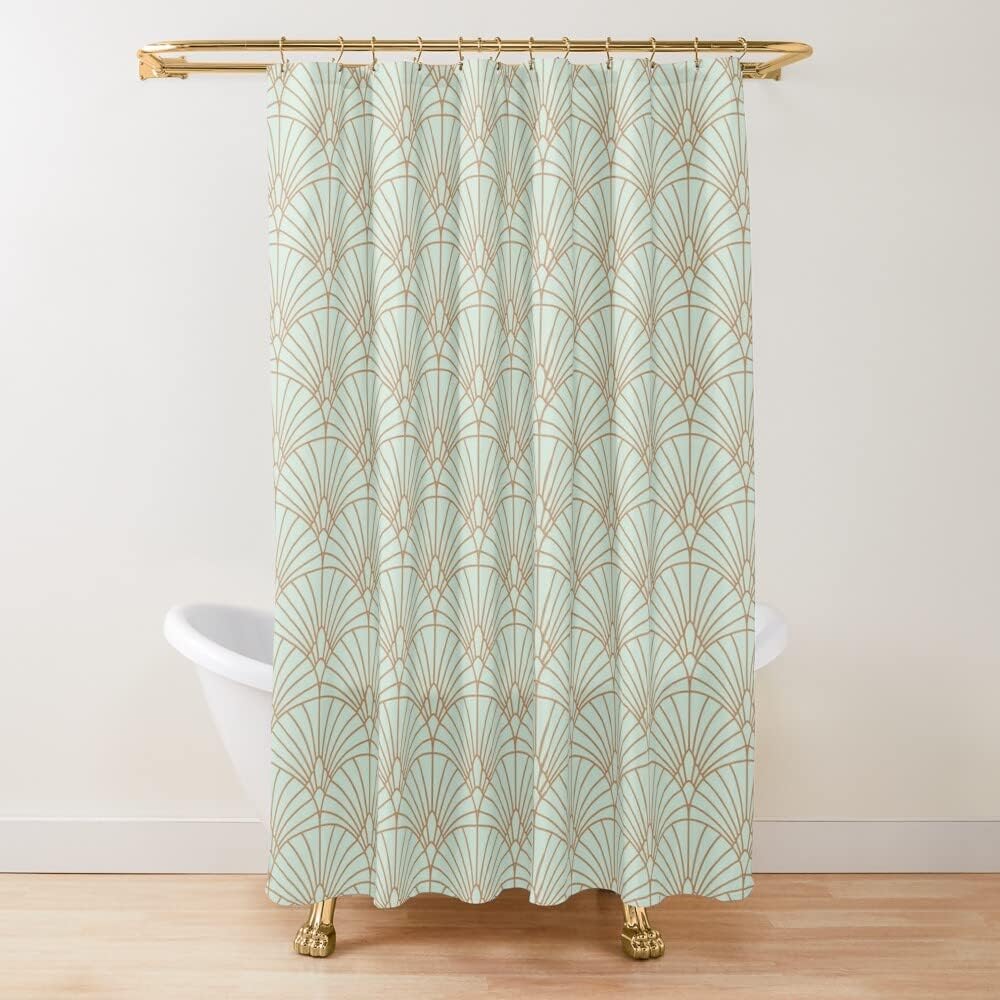 Geometric Fan Pattern Shower Curtain - Art Deco Elegant Design Bathroom Decor