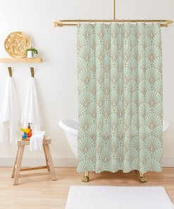 Geometric Fan Pattern Shower Curtain - Art Deco Elegant Design Bathroom Decor