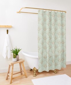 Geometric Fan Pattern Shower Curtain - Art Deco Elegant Design Bathroom Decor