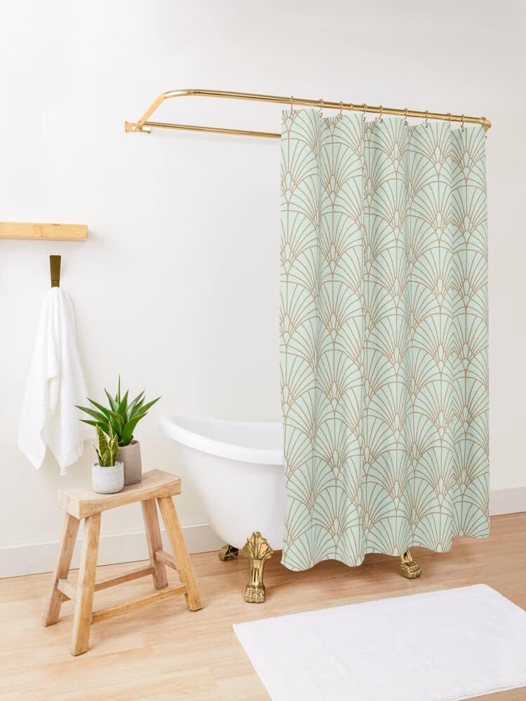 Geometric Fan Pattern Shower Curtain - Art Deco Elegant Design Bathroom Decor