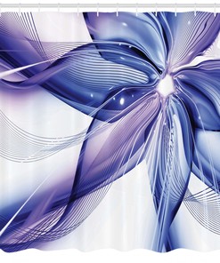 Geometric Flowers Print Abstract Shower Curtain for Colorful Bathroom Decor