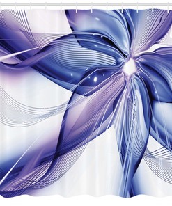 Geometric Flowers Print Abstract Shower Curtain for Colorful Bathroom Decor