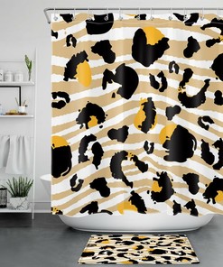 Geometric Pattern Abstract Leopard Print Shower Curtain for Artistic Bathroom Decor