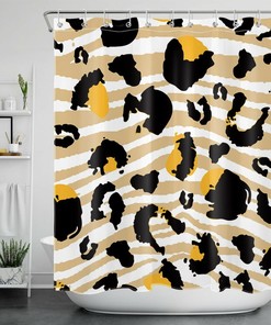 Geometric Pattern Abstract Leopard Print Shower Curtain for Artistic Bathroom Decor