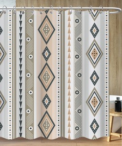 Geometric Pattern Shower Curtain for Bathroom Decor, Minimalist Bohemia Art