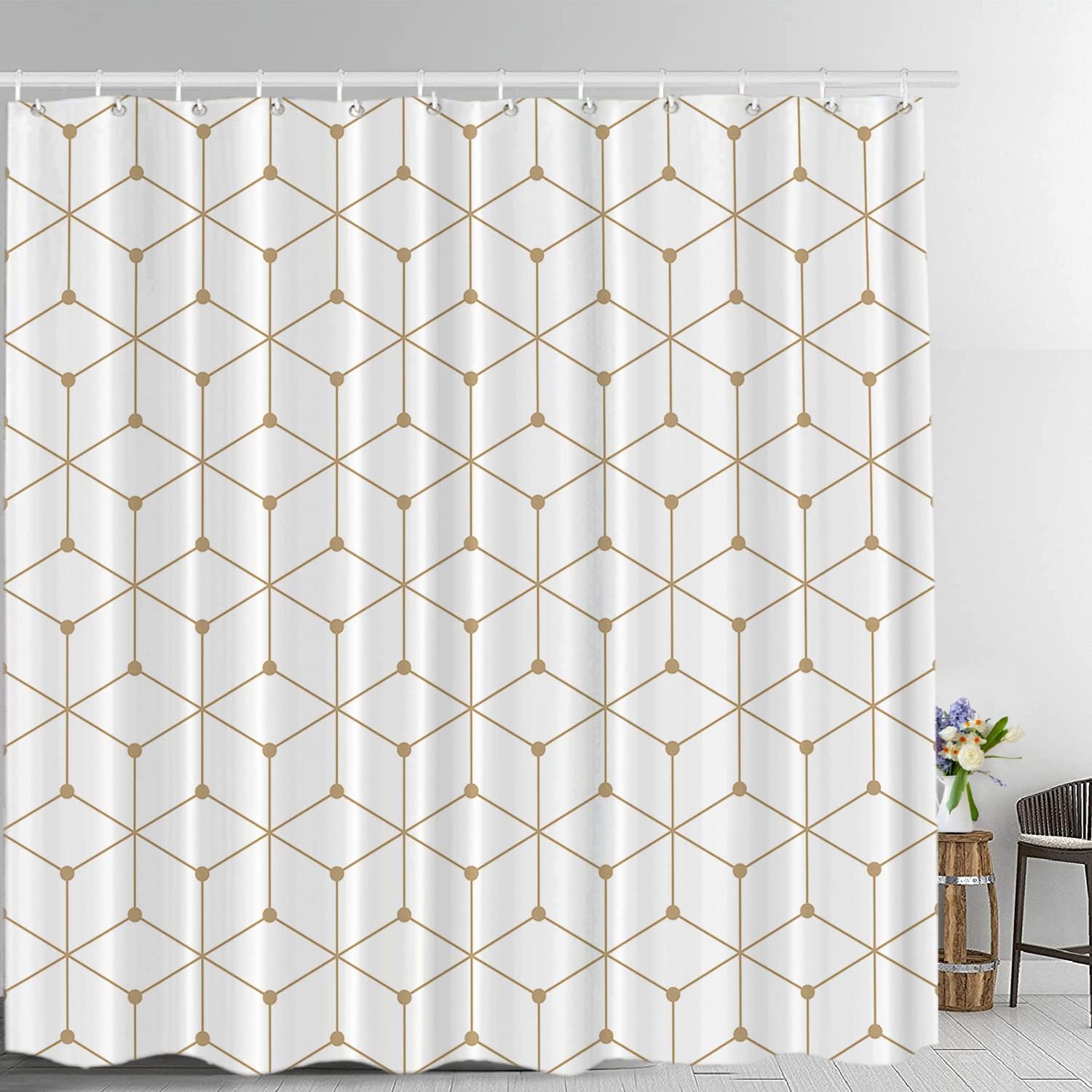 Geometric Pattern Shower Curtain in Multi-color | Home Decor Bathroom Curtain