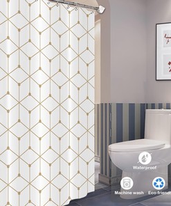 Geometric Pattern Shower Curtain in Multi-color | Home Decor Bathroom Curtain