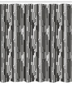 Geometric Print Shower Curtain - Modern and Chic Black and White Bathroom Decor with Abstract Design