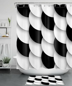 Geometric Shower Curtain - Black and White Art Bathroom Decor