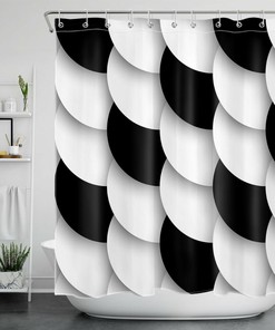 Geometric Shower Curtain - Black and White Art Bathroom Decor
