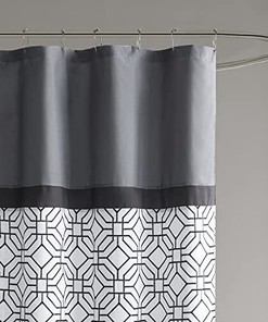 Geometric Textured Embroidery Design Shower Curtain Set for Elegant Bathroom Decor
