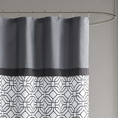 Geometric Textured Embroidery Design Shower Curtain Set for Elegant Bathroom Decor