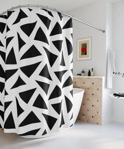 Geometric Watercolor Shower Curtain - Modern Bathroom Decor
