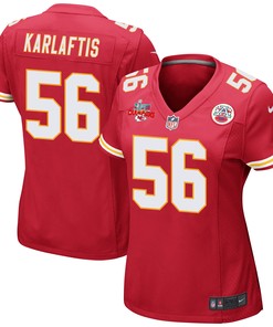 George Karlaftis 56 Kansas City Chiefs Super Bowl LVII Champions 3 Stars Women Game Jersey - Red