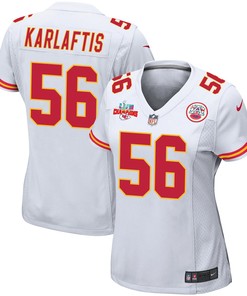 George Karlaftis 56 Kansas City Chiefs Super Bowl LVII Champions 3 Stars Women Game Jersey - White