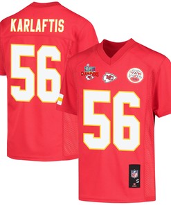 George Karlaftis 56 Kansas City Chiefs Super Bowl LVII Champions 3 Stars Youth Game Jersey - Red