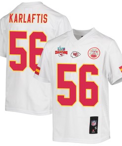 George Karlaftis 56 Kansas City Chiefs Super Bowl LVII Champions 3 Stars Youth Game Jersey - White