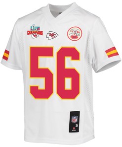 George Karlaftis 56 Kansas City Chiefs Super Bowl LVII Champions 3 Stars Youth Game Jersey - White
