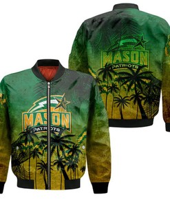 George Mason Patriots Bomber Jacket Coconut Tree Tropical Grunge - NCAA