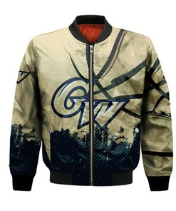 George Washington Colonials Bomber Jacket Basketball Net Grunge Pattern- NCAA