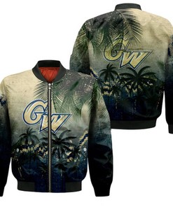 George Washington Colonials Bomber Jacket Coconut Tree Tropical Grunge - NCAA